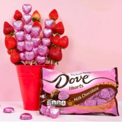 Pink Foiled Dove Milk Chocolate Hearts: 35-Piece Bag -Candy World Shop 127642 Dove Promises Valentine s Day Heart Chocolate 02