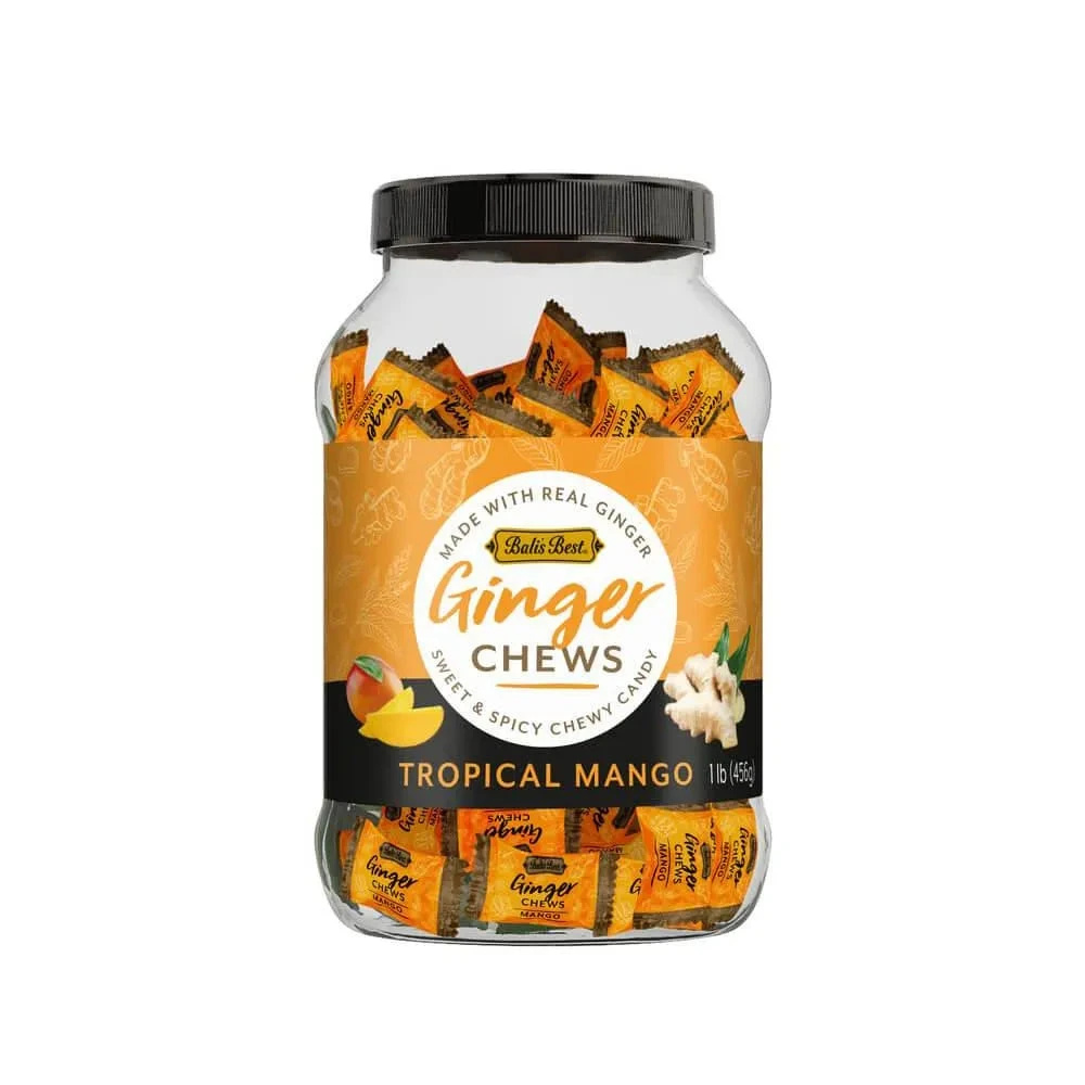 Bali's Best Tropical Mango Ginger Chews: 1LB Jar 4 Bali's Best Tropical Mango Ginger Chews: 1LB Jar - Image 2