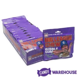 Big League Chew Bubble Gum Packs - Grape: 12-Piece Box -Candy World Shop big league chew bubble gum packs grape 12 piece box candy warehouse 5