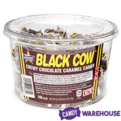 Black Cow Bite-Size Chocolate Caramel Candy: 160-Piece Tub -Candy World Shop black cow bite size chocolate caramel candy 160 piece tub candy warehouse 4