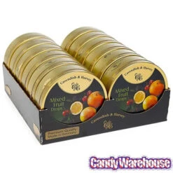 Cavendish & Harvey Hard Candy Drops Tins - Mixed Fruit: 12-Piece Box -Candy World Shop cavendish and harvey hard candy drops tins mixed fruit 12 piece box candy warehouse 2