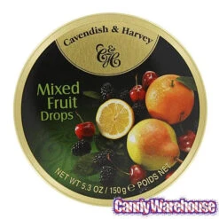 Cavendish & Harvey Hard Candy Drops Tins - Mixed Fruit: 12-Piece Box -Candy World Shop cavendish and harvey hard candy drops tins mixed fruit 12 piece box candy warehouse 3