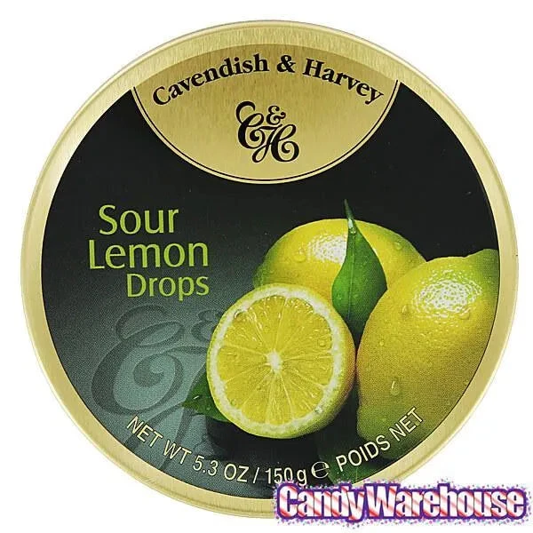 Cavendish & Harvey Hard Candy Drops Tins - Sour Lemon: 12-Piece Box 4 Cavendish & Harvey Hard Candy Drops Tins - Sour Lemon: 12-Piece Box - Image 2
