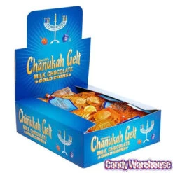 Chanukah Gelt Milk Chocolate Gold Coins In Mesh Bags: 18-Piece Box 10 Chanukah Gelt Milk Chocolate Gold Coins In Mesh Bags: 18-Piece Box -Candy World Shop chanukah gelt milk chocolate gold coins in mesh bags 18 piece box candy warehouse 4