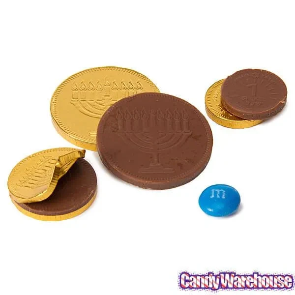 Chanukah Gelt Milk Chocolate Gold Coins In Mesh Bags: 18-Piece Box 7 Chanukah Gelt Milk Chocolate Gold Coins In Mesh Bags: 18-Piece Box - Image 5
