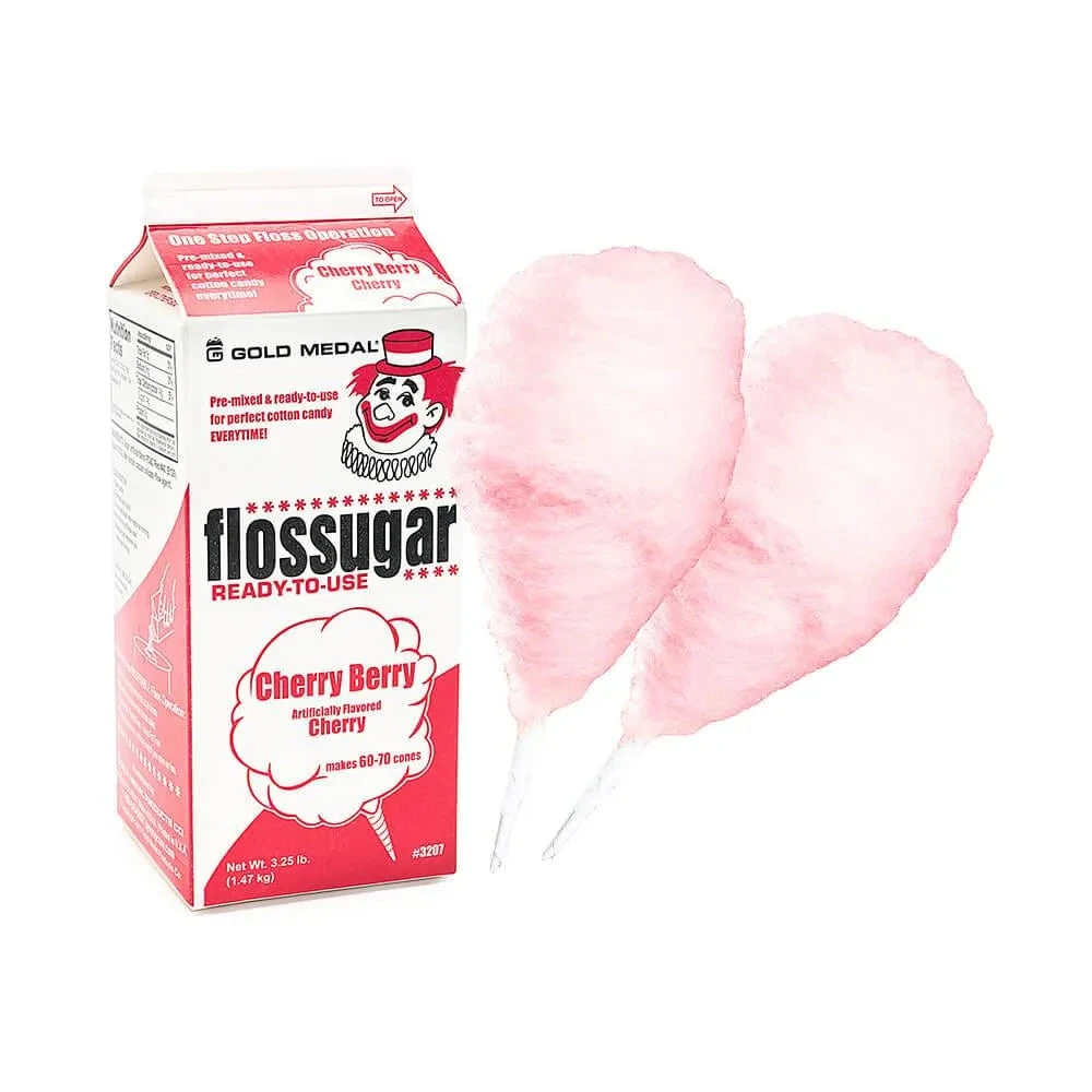 Cotton Candy Floss Sugar - Cherry: Half Gallon Carton 3 Cotton Candy Floss Sugar - Cherry: Half Gallon Carton
