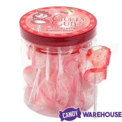 CurlyCutes Petite Crystal Ribbon Pops - Red Cherry: 20-Piece Jar -Candy World Shop curlycutes petite crystal ribbon pops red cherry 20 piece jar candy warehouse 4