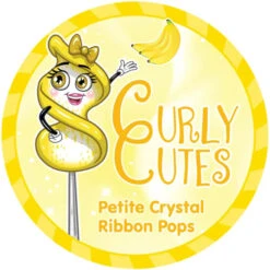 CurlyCutes Petite Crystal Ribbon Pops - Yellow Banana: 20-Piece Jar -Candy World Shop curlycutes petite crystal ribbon pops yellow banana 20 piece jar candy warehouse 4