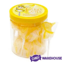 CurlyCutes Petite Crystal Ribbon Pops - Yellow Banana: 20-Piece Jar -Candy World Shop curlycutes petite crystal ribbon pops yellow banana 20 piece jar candy warehouse 5
