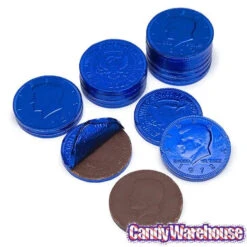 Dark Blue Foiled Milk Chocolate Coins: 1LB Bag -Candy World Shop dark blue foiled milk chocolate coins 1lb bag candy warehouse 3