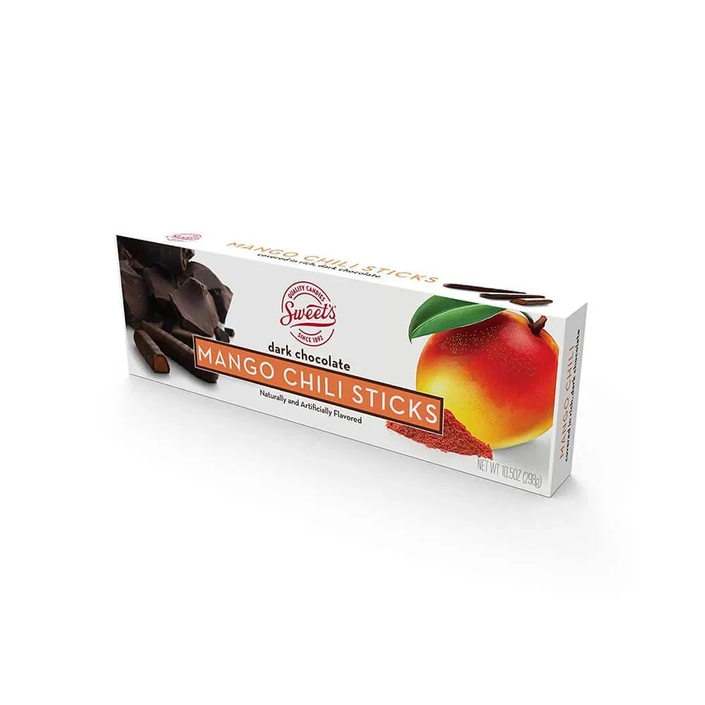 Dark Chocolate Covered Mango Chili Sticks: 10.5-Ounce Gift Box 3 Dark Chocolate Covered Mango Chili Sticks: 10.5-Ounce Gift Box