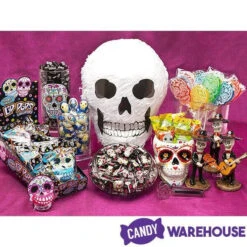 Day Of The Dead Skull Hard Candy Lollipops: 12-Piece Bag -Candy World Shop day of the dead skull hard candy lollipops 12 piece bag candy warehouse 3