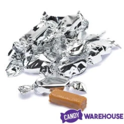 Foiled Caramel Candy - Silver: 180-Piece Bag -Candy World Shop foiled caramel candy silver 180 piece bag candy warehouse 3