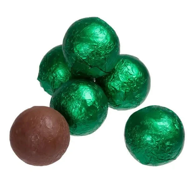 Foiled Milk Chocolate Balls - Green: 2LB Bag 3 Foiled Milk Chocolate Balls - Green: 2LB Bag