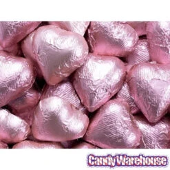 Foiled Milk Chocolate Hearts - Light Pink: 2LB Bag -Candy World Shop foiled milk chocolate hearts light pink 2lb bag candy warehouse 2