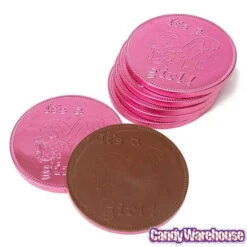 Fort Knox It's A Girl Foiled Milk Chocolate 4-Inch Medallions: 20-Piece Box -Candy World Shop fort knox it s a girl foiled milk chocolate 4 inch medallions 20 piece box candy warehouse 3