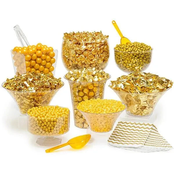 Gold Premium Candy Buffet Kit: 25 To 50 Guests 3 Gold Premium Candy Buffet Kit: 25 To 50 Guests