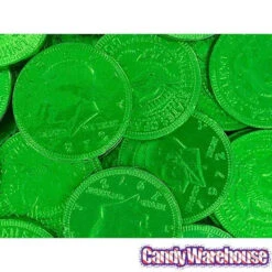 Green Foiled Milk Chocolate Coins: 1LB Bag 10 Green Foiled Milk Chocolate Coins: 1LB Bag -Candy World Shop green foiled milk chocolate coins 1lb bag candy warehouse 4