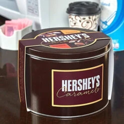 Hershey's Caramels - Milk And Dark Chocolate Caramel Candy: 2.5LB Gift Tin -Candy World Shop hershey s caramels milk and dark chocolate caramel candy 2 5lb gift tin candy warehouse 3