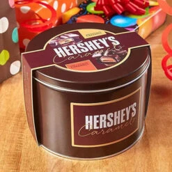 Hershey's Caramels - Milk And Dark Chocolate Caramel Candy: 2.5LB Gift Tin -Candy World Shop hershey s caramels milk and dark chocolate caramel candy 2 5lb gift tin candy warehouse 4