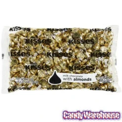 Hershey's Kisses Gold Foiled Milk Chocolate With Almonds Candy: 400-Piece Bag 9 Hershey's Kisses Gold Foiled Milk Chocolate With Almonds Candy: 400-Piece Bag -Candy World Shop hershey s kisses gold foiled milk chocolate with almonds candy 400 piece bag candy warehouse 4