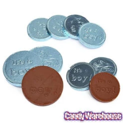 It's A Boy Foiled Chocolate Coins In Mesh Bags: 18-Piece Box -Candy World Shop it s a boy foiled chocolate coins in mesh bags 18 piece box candy warehouse 3