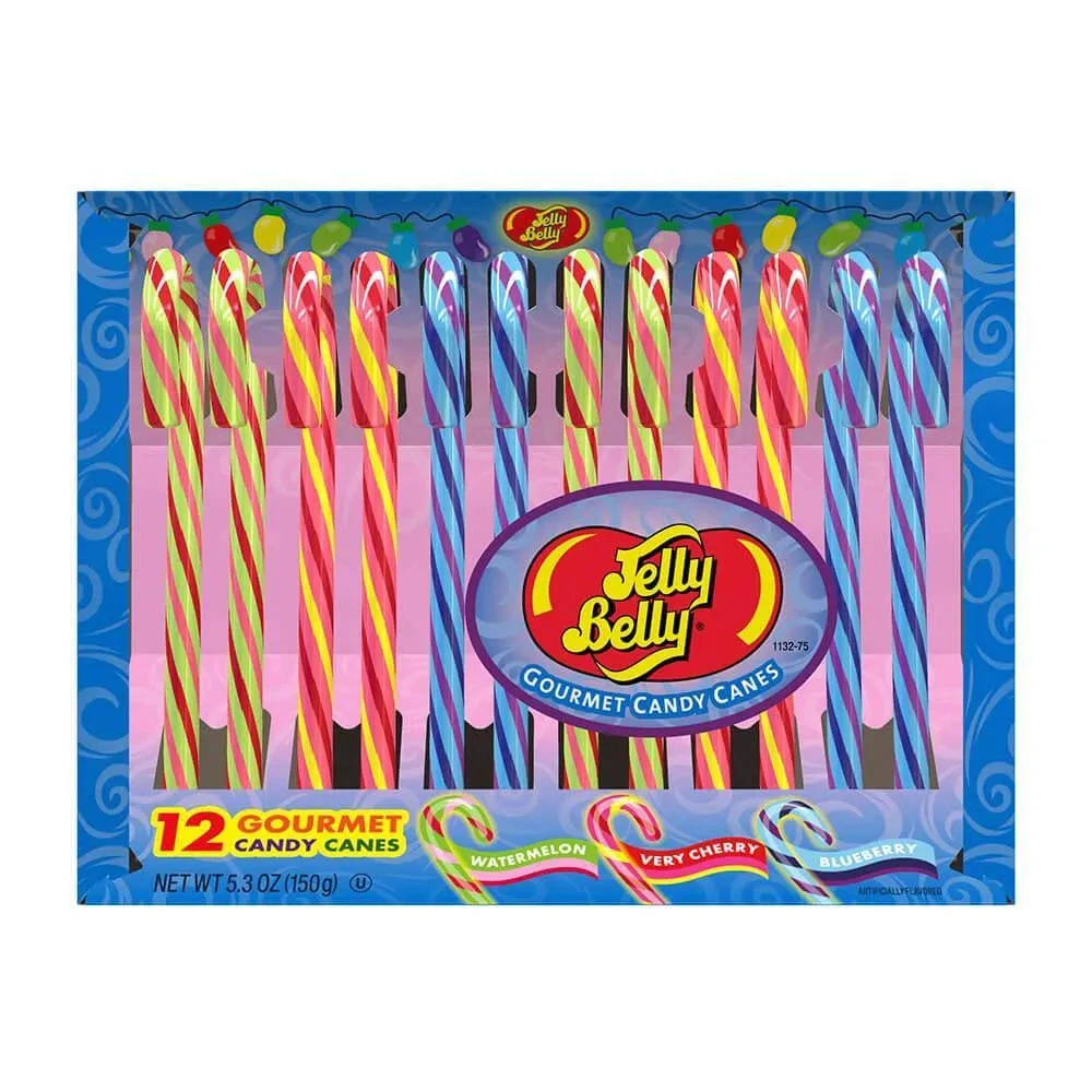 Jelly Belly Candy Canes - Very Cherry, Blueberry, & Watermelon: 12-Piece Box 3 Jelly Belly Candy Canes - Very Cherry, Blueberry, & Watermelon: 12-Piece Box