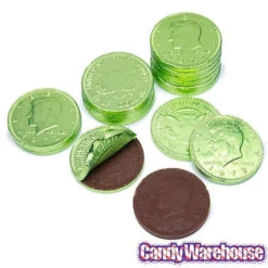 Kiwi Green Foiled Milk Chocolate Coins: 1LB Bag -Candy World Shop kiwi green foiled milk chocolate coins 1lb bag candy warehouse 4