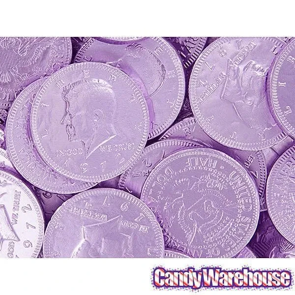 Lavender Foiled Milk Chocolate Coins: 1LB Bag 4 Lavender Foiled Milk Chocolate Coins: 1LB Bag - Image 2