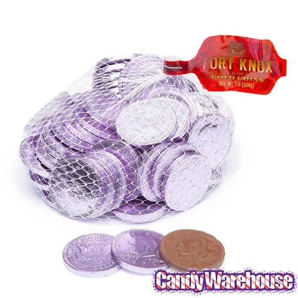 Lavender Foiled Milk Chocolate Coins: 1LB Bag 5 Lavender Foiled Milk Chocolate Coins: 1LB Bag - Image 3