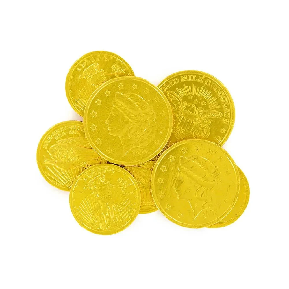 Madelaine Gold Foiled Milk Chocolate Coins - Assorted: 5LB Bag 3 Madelaine Gold Foiled Milk Chocolate Coins - Assorted: 5LB Bag