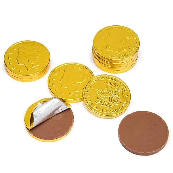 Madelaine Gold Foiled Milk Chocolate Coins - Large: 5LB Bag 3 Madelaine Gold Foiled Milk Chocolate Coins - Large: 5LB Bag
