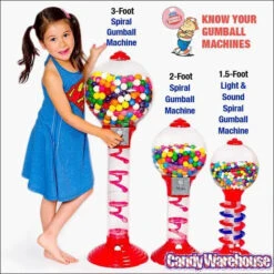Metal 3-Foot Spiral Gumball Machine With Gumballs -Candy World Shop metal 3 foot spiral gumball machine with gumballs candy warehouse 3