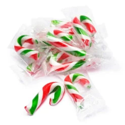 Mini Candy Canes - Red, Green, And White: 100-Piece Tub