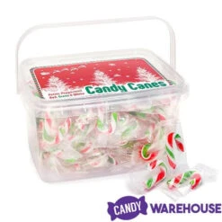 Mini Candy Canes - Red, Green, And White: 100-Piece Tub -Candy World Shop mini candy canes red green and white 100 piece tub candy warehouse 6
