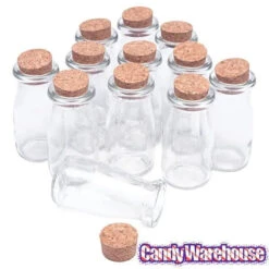 Mini Glass Favor Jars - 3-Ounce Milk Bottle With Cork Stopper: 12-Piece Set 10 Mini Glass Favor Jars - 3-Ounce Milk Bottle With Cork Stopper: 12-Piece Set -Candy World Shop mini glass favor jars 3 ounce milk bottle with cork stopper 12 piece set candy warehouse 4