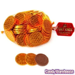 Orange Foiled Milk Chocolate Coins: 1LB Bag -Candy World Shop orange foiled milk chocolate coins 1lb bag candy warehouse 2