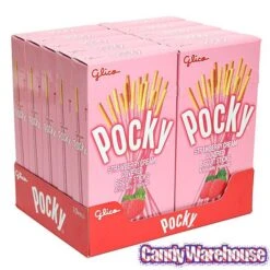 Pocky - Strawberry Cream Covered Biscuit Sticks Packs: 10-Piece Box -Candy World Shop pocky strawberry cream covered biscuit sticks packs 10 piece box candy warehouse 4