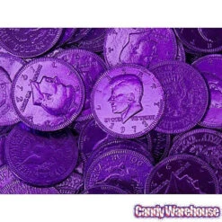Purple Foiled Milk Chocolate Coins: 1LB Bag 6 Purple Foiled Milk Chocolate Coins: 1LB Bag -Candy World Shop purple foiled milk chocolate coins 1lb bag candy warehouse 2