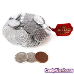 Silver Foiled Milk Chocolate Coins: 1LB Bag -Candy World Shop silver foiled milk chocolate coins 1lb bag candy warehouse 3