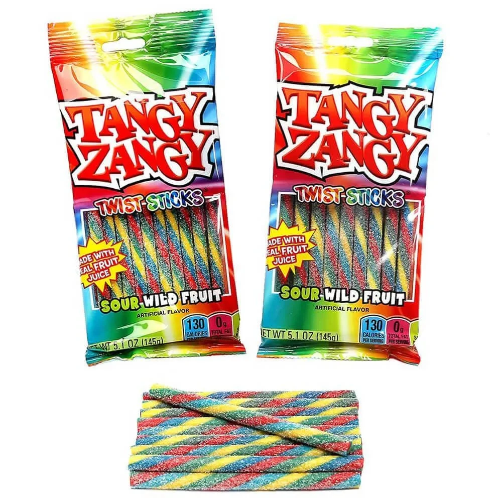 Tangy Zangy Twist Sticks Candy Packs - Sour Wild Fruit: 12-Piece Box 3 Tangy Zangy Twist Sticks Candy Packs - Sour Wild Fruit: 12-Piece Box