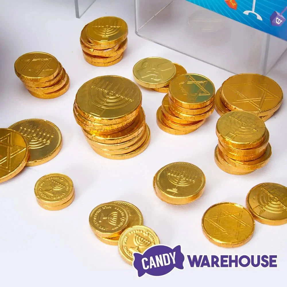 Thompson Hanukkah Gelt Gold Foiled Milk Chocolate Coins 1-Ounce Mesh Bags: 30-Piece Tub 7 Thompson Hanukkah Gelt Gold Foiled Milk Chocolate Coins 1-Ounce Mesh Bags: 30-Piece Tub - Image 5
