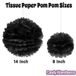 Tissue Paper 14-Inch Pom Pom - Black -Candy World Shop tissue paper 14 inch pom pom black candy warehouse 3