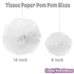 Tissue Paper 14-Inch Pom Pom - White 8 Tissue Paper 14-Inch Pom Pom - White -Candy World Shop tissue paper 14 inch pom pom white candy warehouse 3