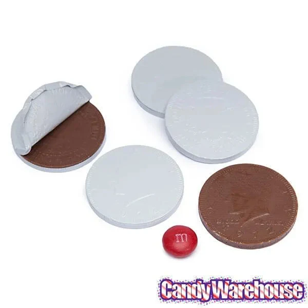 White Foiled Milk Chocolate Coins: 1LB Bag 4 White Foiled Milk Chocolate Coins: 1LB Bag - Image 2