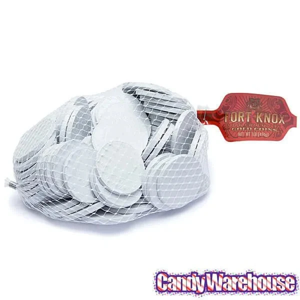 White Foiled Milk Chocolate Coins: 1LB Bag 5 White Foiled Milk Chocolate Coins: 1LB Bag - Image 3