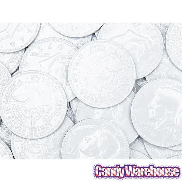 White Foiled Milk Chocolate Coins: 1LB Bag 6 White Foiled Milk Chocolate Coins: 1LB Bag - Image 4