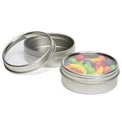 Windowed Round Candy Tins - 2-Ounce: 24-Piece Set