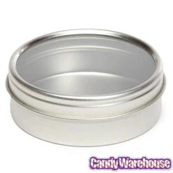 Windowed Round Candy Tins - 2-Ounce: 24-Piece Set -Candy World Shop windowed round candy tins 2 ounce 24 piece set candy warehouse 3