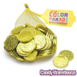 Yellow Foiled Milk Chocolate Coins: 1LB Bag -Candy World Shop yellow foiled milk chocolate coins 1lb bag candy warehouse 5